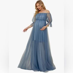 Blue Maternity Dress for Baby Shower or Photoshoot